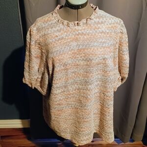 🍈 Cato Pink And White Short Sleeve Knit Shirt With Metallic Thread Size 18/20